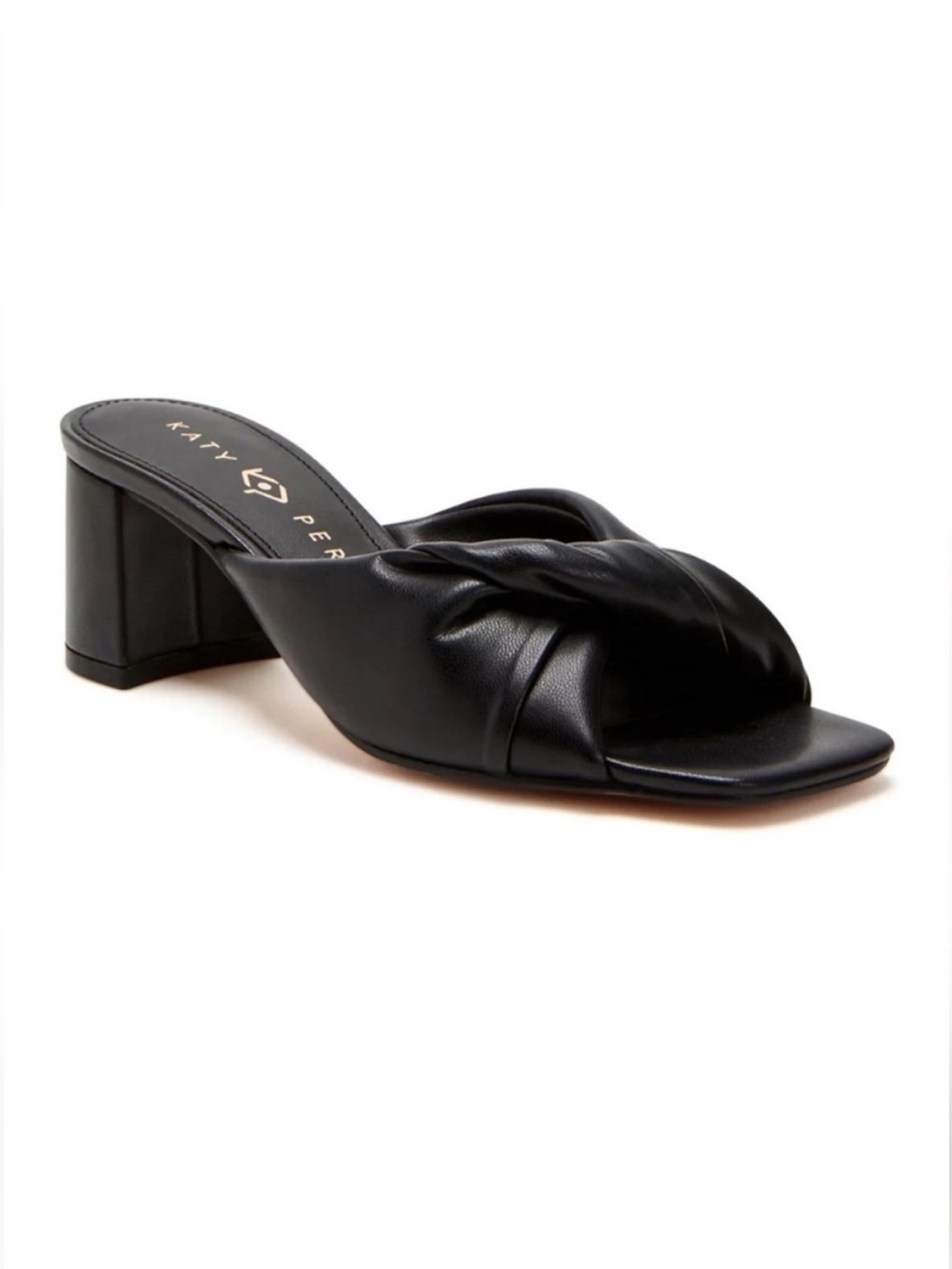 NEW Katy Perry Womens The Tooliped Twisted Sandal Black Solid Block Heel